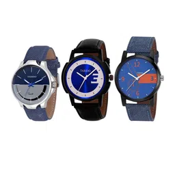 TARIDO Men Pack Of 3 Printed Dial & Straps Analogue Watch TD9097SN04-14