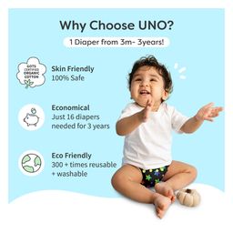SuperBottoms Freesize UNO Reusable Cloth Diaper Comes with Outer Shell & cloth diaper inserts  - Multicolor image 2