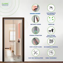 classic mosquito nets Classic Mosquito Net Curtain Patio Door Mesh with Full Frame Hook And Loop - Grey image 2