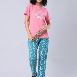 evolove Women Abstract Printed Pure Cotton Night suit-image-100