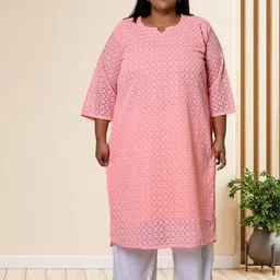 myplusfashion Women Ethnic Motifs Embroidered Chikankari Georgette Kurta-picture-38
