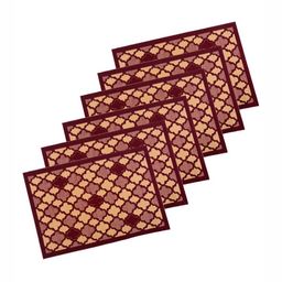 Aura Set Of 6 Brown & Maroon Hexagon-Designed Anti-Skid Doormat-17