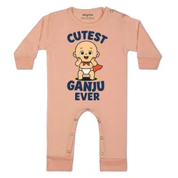 Arvesa Kids-Unisex Peach Cotton Rompers-picture-3