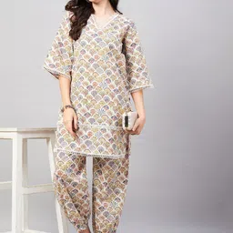 WineRed Printed Pure Cotton Top With Trouser Co-Ords-image-54
