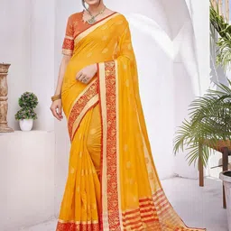 Lookmark Ethnic Motifs Woven Design Zari Saree with Blouse Material-picture-39