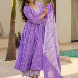 KALINI Women Bandhani Printed Angrakha Kurta with Palazzos & With Dupatta-image-97