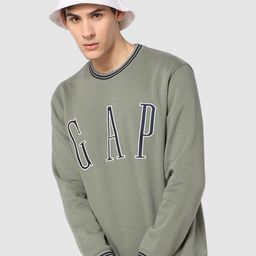 GAP Men Brand Logo Embroidered Round Neck Pure Cotton Sweatshirt-image-89
