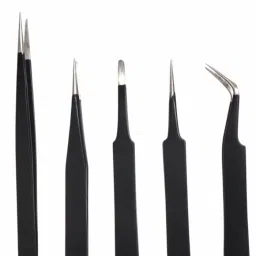 Black Epoxy Coated Tweezer Set of 5 (SS,OO,2A,5,7) image 3