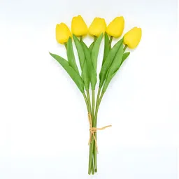 Cortina Yellow 5 Pieces Tulip Artificial Plant-5