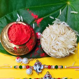 Anouk Set Of 3 Beaded Cotton Thread with AD Stones & Meenakari Designer Rakhi for Brother-picture-43