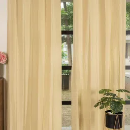 URBAN SPACE Beige 2 Pieces Self Design Cotton Door Curtain-image-50