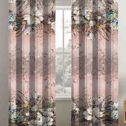 Aura Brown & White 2 Pieces Floral Printed Door Curtain-image-55
