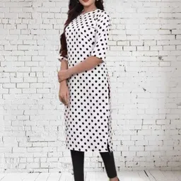 KANUDA Women White Crepe A-Line Kurtas-picture-35