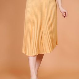 Zionity Pleated A-Line Midi Skirt-image-51