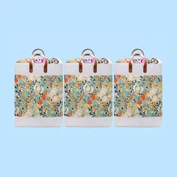 Stylista 3-Pcs Yellow & Green Printed Durable & Foldable Laundry Bag with Handle-12