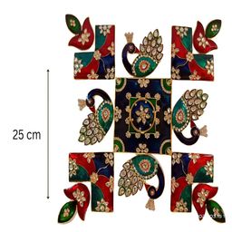 Kala Samarpan Green & Red Meenakari Foldable Rangoli With Centerpiece image 5