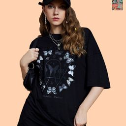 Dreambe Women 2 Printed V-Neck Extended Sleeves T-shirt-picture-11