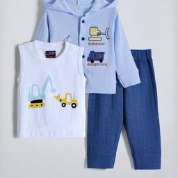 Hopscotch Unisex Kids Pack of 3 Pieces Pure Cotton Printed Clothing Set-picture-31