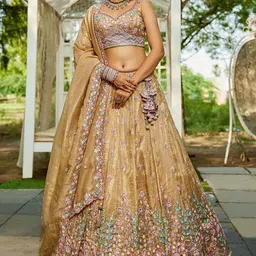 panchhi Embellished Sequinned Semi-Stitched Lehenga & Unstitched Blouse With Dupatta image 2