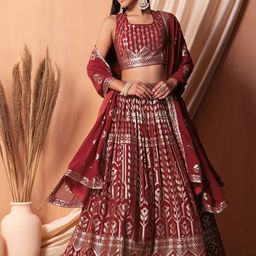 DIVASTRI Embellished Sequinned Semi-Stitched Lehenga & Unstitched Blouse With Dupatta-picture-21