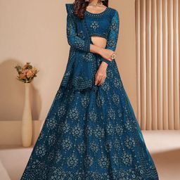 A TO Z CART Embroidered Beads and Stones Semi-Stitched Lehenga & Unstitched Blouse With Dupatta-36