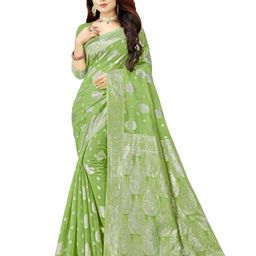 SAADHVI Woven Design Zari Pure Cotton Banarasi Saree-image-81