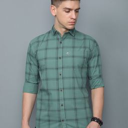 AIDAN PAUL Men Comfort Spread Collar Windowpane Checked Cotton Casual Shirt-image-83