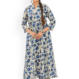 30 Looks Women Floral Printed Regular Pure Cotton Kurta with Trousers-11