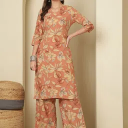 Anouk Floral Printed Straight Kurta With Palazzos-image-43
