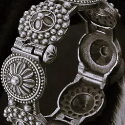 anouk Sangria German Silver Plated & Floral Shaped & Textured Kada Bangle-picture-34