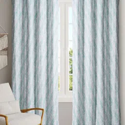 BLANC9 White & Green 2 Pieces Geometric Printed Black Out Door Curtain-38
