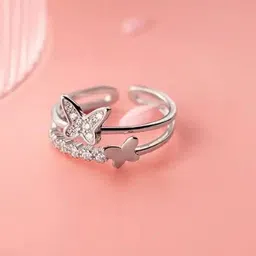 Vivity Silver-Plated Cubic Zircon Studded Finger Ring-15