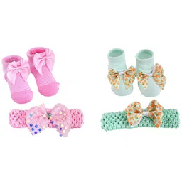 SHOP FRENZY Newborn girls bootie with headband (0-3 Months)-26