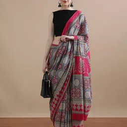 Jaipur Kurti Ethnic Motifs Printed Pure Cotton Saree-16