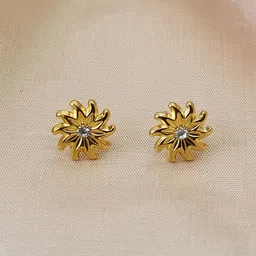 DressBerry Stainless Steel Gold-Plated Stones Studded Floral Shaped Studs-38