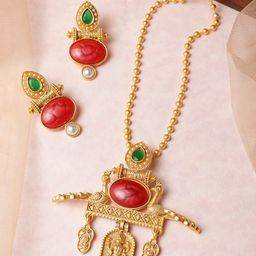 Anouk Gold-Plated Copper Artificial Stones & Beads Jewellery Set-image-54