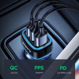 stuffcool Ultimus 115W Type A & Type C 3-Port Fast Charger (Adapter Only, Auto Detect IC, Black) image 3