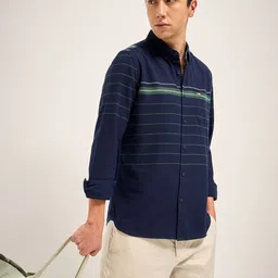 THE BEAR HOUSE Men Slim Fit Striped Casual Shirt-image-73