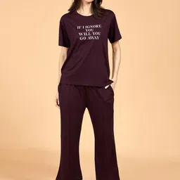PASTEL CLIP Typography Printed Round Neck T-Shirt With Trousers Co-Ords-image-51
