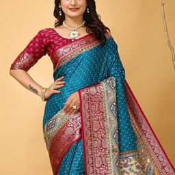 KALINI Kalamkari Zari Sungudi Saree-picture-24