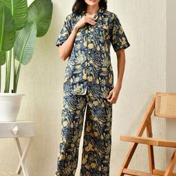 Saanvi Collection Floral Printed Pure Cotton Night Suit-image-52