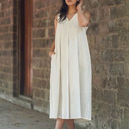 Chidiyaa Safed Melted Pearl Ivory Block Printed Dress-image-12