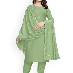 SRUTVA FASHION Women Solid Kurta with Trousers & Dupatta-picture-10