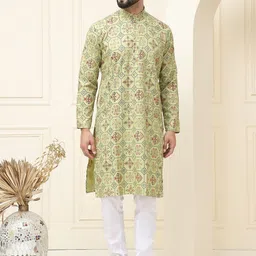 SOJANYA Men Ethnic Motifs Printed Regular Kurta with Churidar-18
