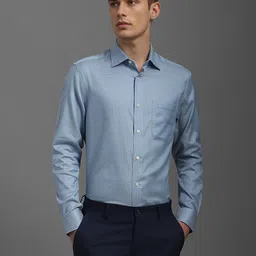 Louis Philippe Men Classic Fit Spread Collar Micro Checked Cotton Formal Shirt-picture-22