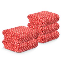 Kuber Industries Red & White 5 Pieces Printed Microfiber 280 GSM Bath Towels-23