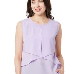 G0-4 IT Women Solid Layered Georgette Regular Top-picture-13