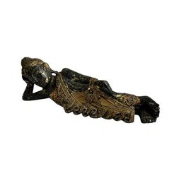 Taurrus Antique Black Resting Buddha Religious Idol Showpiece-51