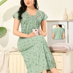 UDHATIKRAMAN Embroidered Maxi Nightdress-image-73