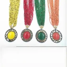 Grace Collections Women Pack Of 4 Gold-Plated Artificial Beads Brass Necklaces-picture-32